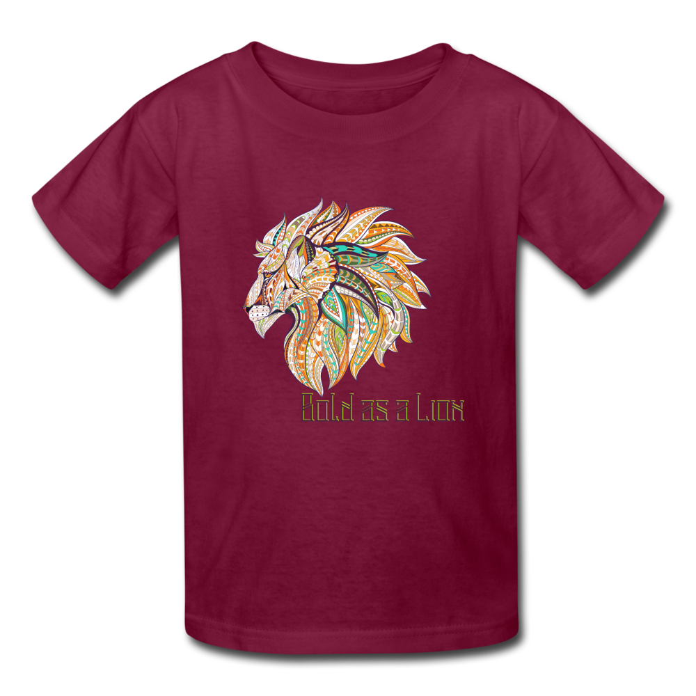 Bold as a Lion - Kids' T-Shirt - burgundy