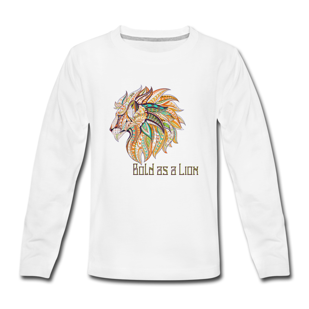 Bold as a Lion - Kids' Premium Long Sleeve T-Shirt - white