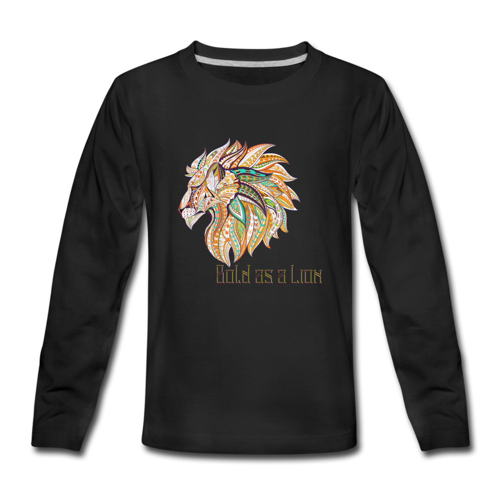 Bold as a Lion - Kids' Premium Long Sleeve T-Shirt - black