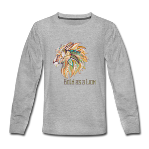 Bold as a Lion - Kids' Premium Long Sleeve T-Shirt - heather gray