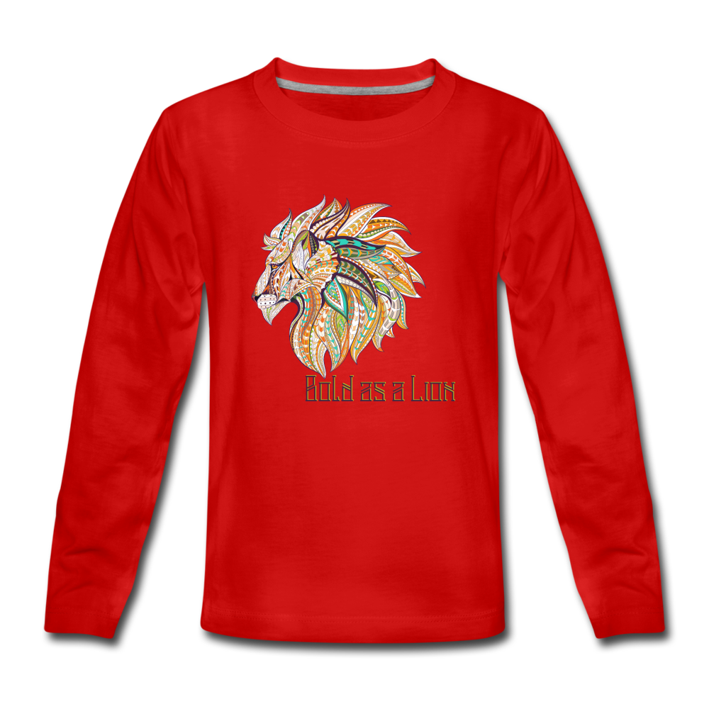 Bold as a Lion - Kids' Premium Long Sleeve T-Shirt - red