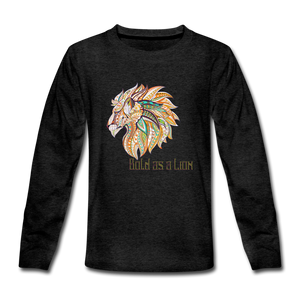 Bold as a Lion - Kids' Premium Long Sleeve T-Shirt - charcoal gray