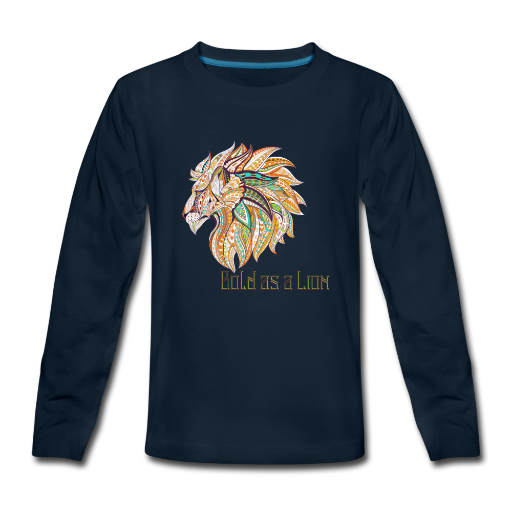 Bold as a Lion - Kids' Premium Long Sleeve T-Shirt - deep navy