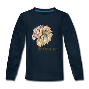 Bold as a Lion - Kids' Premium Long Sleeve T-Shirt - deep navy