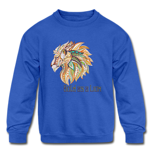 Bold as a Lion - Kids' Crewneck Sweatshirt - royal blue