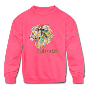 Bold as a Lion - Kids' Crewneck Sweatshirt - neon pink