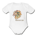 Bold as a Lion - Organic Short Sleeve Baby Bodysuit - white