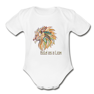 Bold as a Lion - Organic Short Sleeve Baby Bodysuit - white