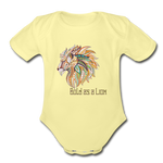 Bold as a Lion - Organic Short Sleeve Baby Bodysuit - washed yellow