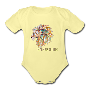 Bold as a Lion - Organic Short Sleeve Baby Bodysuit - washed yellow