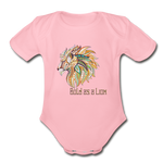 Bold as a Lion - Organic Short Sleeve Baby Bodysuit - light pink