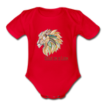 Bold as a Lion - Organic Short Sleeve Baby Bodysuit - red