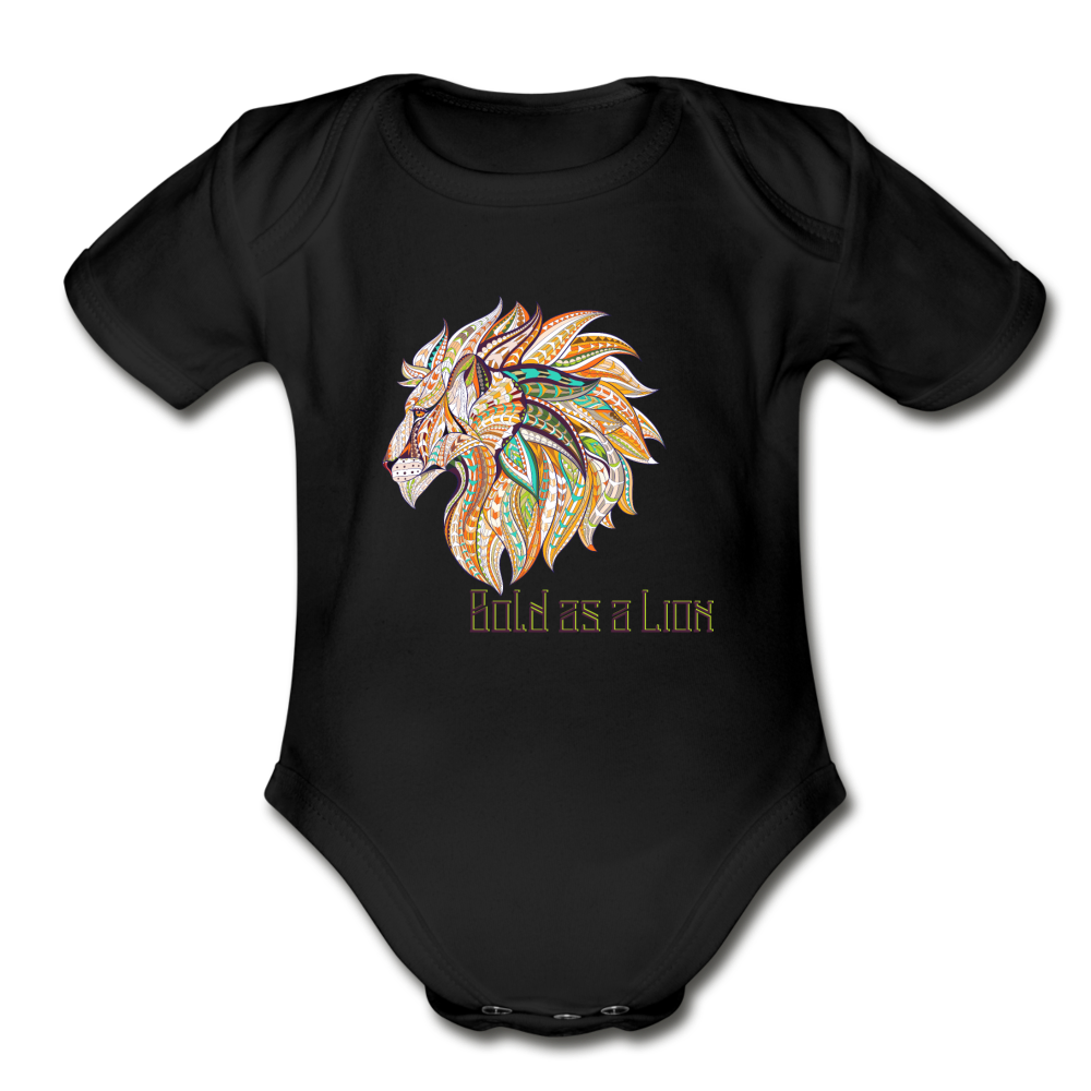 Bold as a Lion - Organic Short Sleeve Baby Bodysuit - black