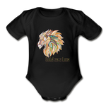 Bold as a Lion - Organic Short Sleeve Baby Bodysuit - black