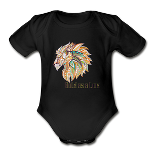 Bold as a Lion - Organic Short Sleeve Baby Bodysuit - black