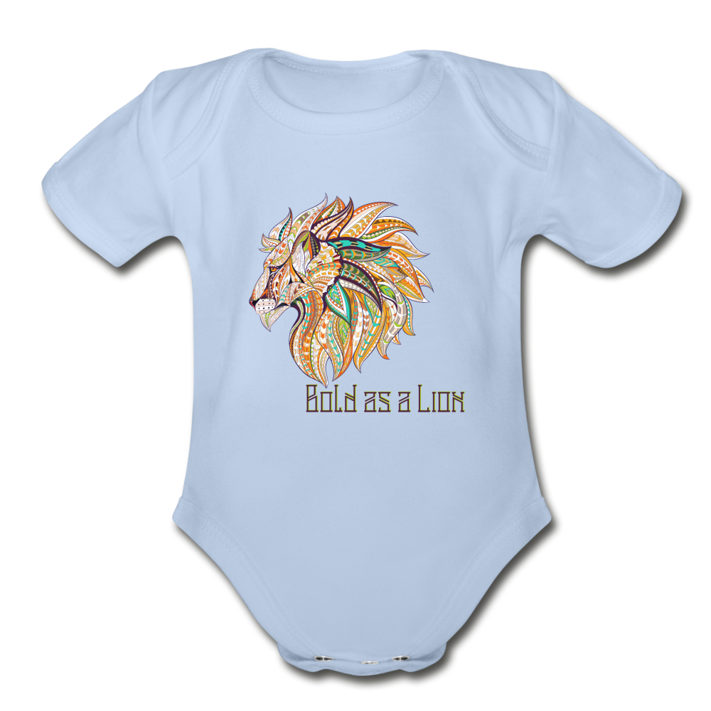 Bold as a Lion - Organic Short Sleeve Baby Bodysuit - sky
