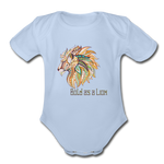 Bold as a Lion - Organic Short Sleeve Baby Bodysuit - sky