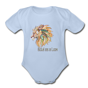 Bold as a Lion - Organic Short Sleeve Baby Bodysuit - sky