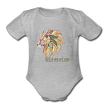 Bold as a Lion - Organic Short Sleeve Baby Bodysuit - heather gray