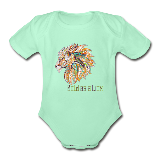 Lion Short Sleeve Organic Baby Bodysuit