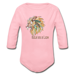 Bold as a Lion - Organic Long Sleeve Baby Bodysuit - light pink