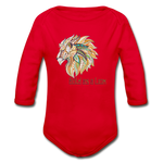 Bold as a Lion - Organic Long Sleeve Baby Bodysuit - red