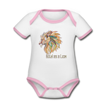 Bold as a Lion - Organic Contrast Short Sleeve Baby Bodysuit - white/pink