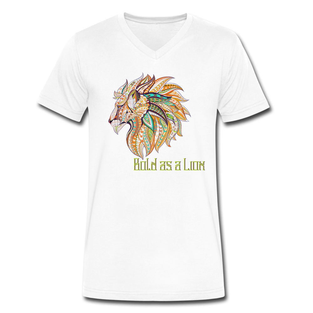 Bold as a Lion - Men's V-Neck T-Shirt - white