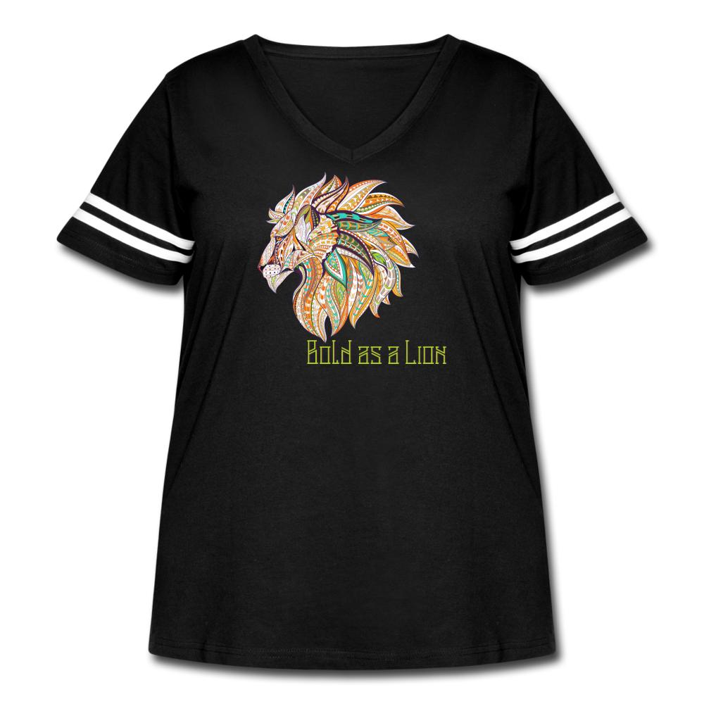 Bold as a Lion - Women's Curvy Vintage Sport T-Shirt - black/white