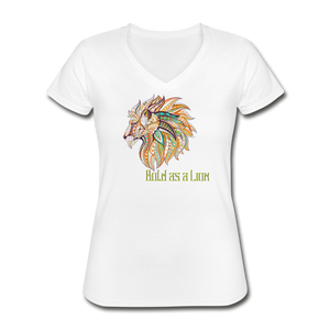 Bold as a Lion - Women's V-Neck T-Shirt - white