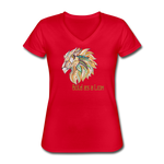 Bold as a Lion - Women's V-Neck T-Shirt - red