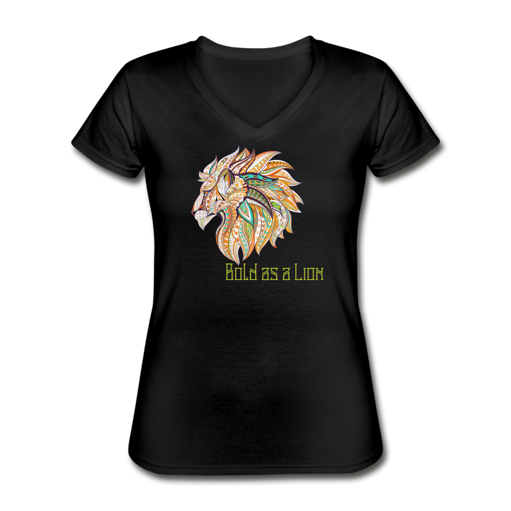Bold as a Lion - Women's V-Neck T-Shirt - black