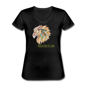 Bold as a Lion - Women's V-Neck T-Shirt - black