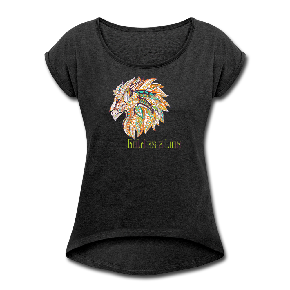 Bold as a Lion - Women's Roll Cuff T-Shirt - heather black