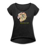 Bold as a Lion - Women's Roll Cuff T-Shirt - heather black