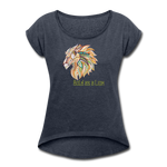 Bold as a Lion - Women's Roll Cuff T-Shirt - navy heather