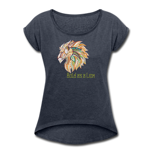 Bold as a Lion - Women's Roll Cuff T-Shirt - navy heather