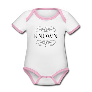 Known - Organic Contrast Short Sleeve Baby Bodysuit - white/pink