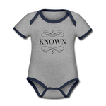 Known - Organic Contrast Short Sleeve Baby Bodysuit - heather gray/navy