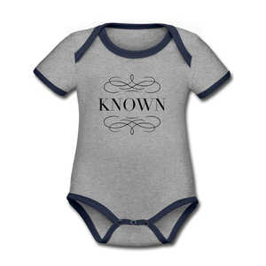 Known - Organic Contrast Short Sleeve Baby Bodysuit - heather gray/navy