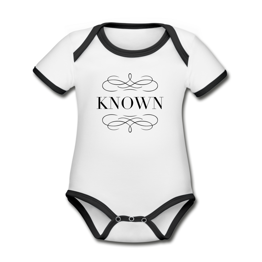 Known - Organic Contrast Short Sleeve Baby Bodysuit - white/black