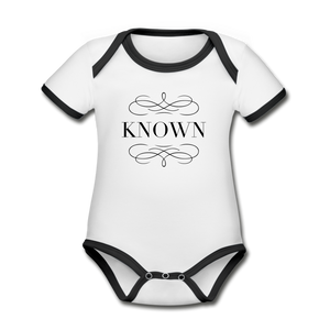 Known - Organic Contrast Short Sleeve Baby Bodysuit - white/black