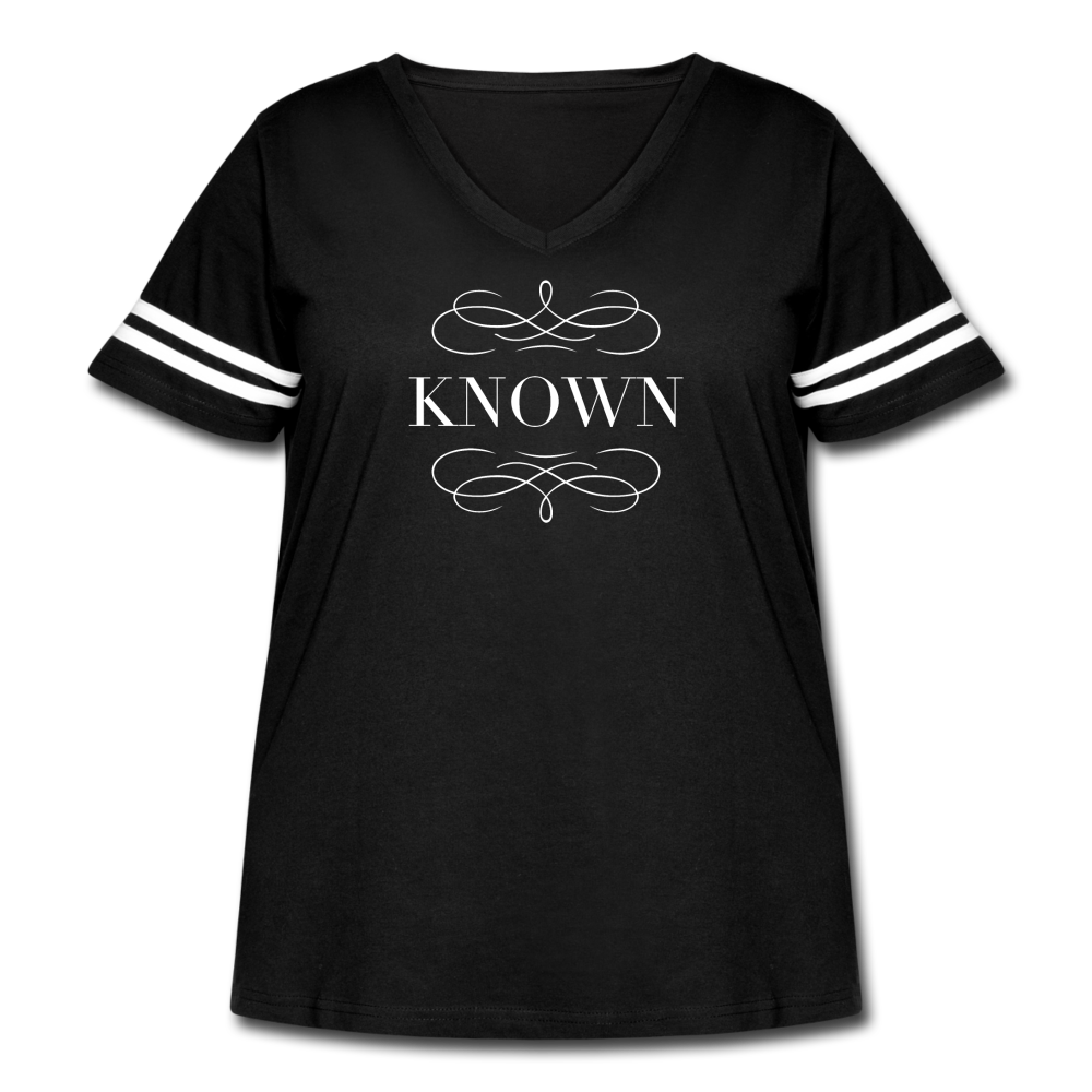 Known - Women's Curvy Vintage Sport T-Shirt - black/white