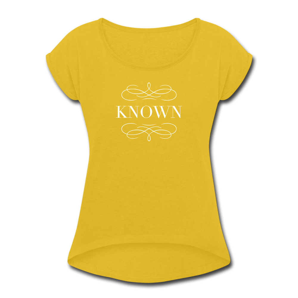 Known - Women's Roll Cuff T-Shirt - mustard yellow