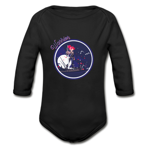 Warrior (Female) - Organic Long Sleeve Baby Bodysuit - black