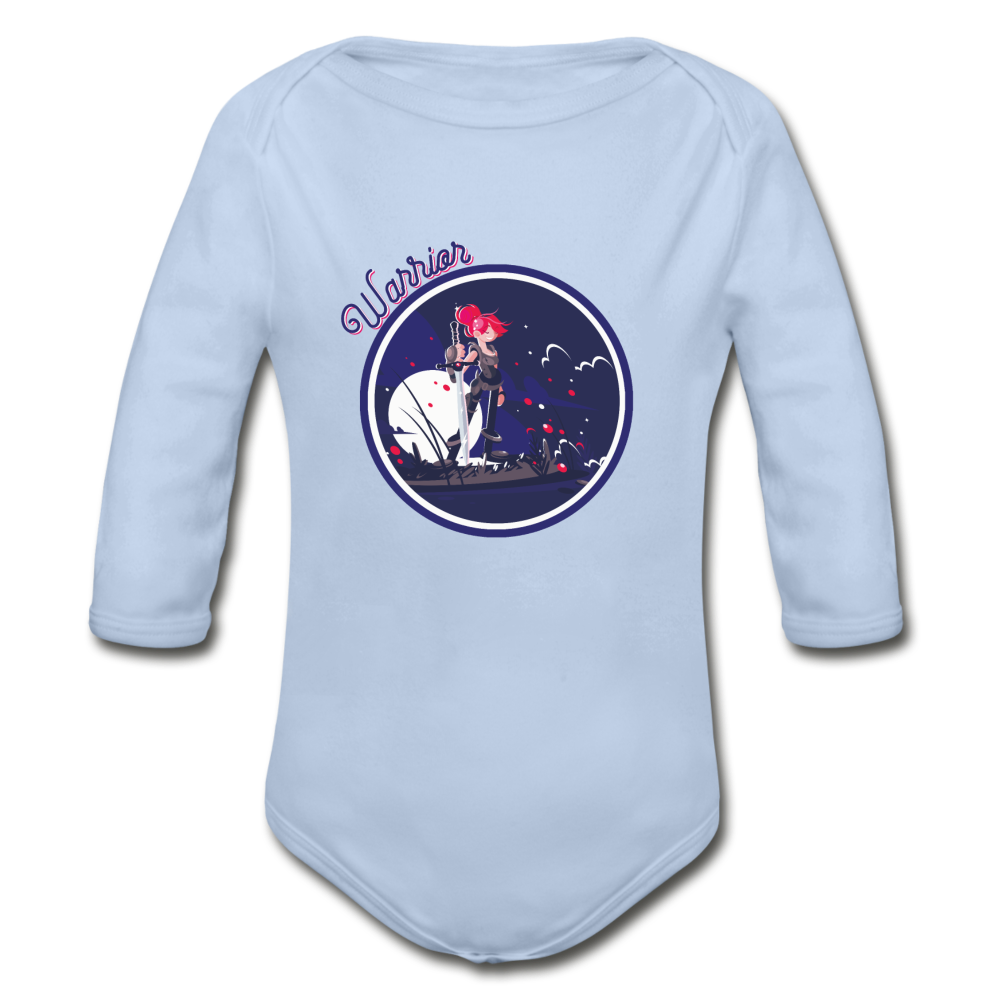 Warrior (Female) - Organic Long Sleeve Baby Bodysuit - sky