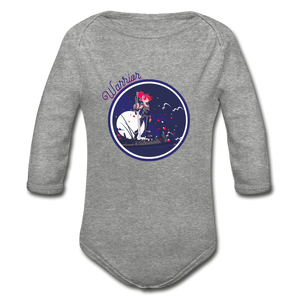 Warrior (Female) - Organic Long Sleeve Baby Bodysuit - heather gray