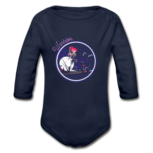 Warrior (Female) - Organic Long Sleeve Baby Bodysuit - dark navy