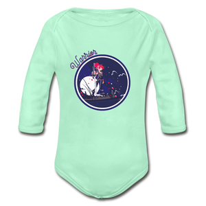 Warrior (Female) - Organic Long Sleeve Baby Bodysuit - light mint