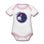 Warrior (Female) - Organic Contrast Short Sleeve Baby Bodysuit - white/pink
